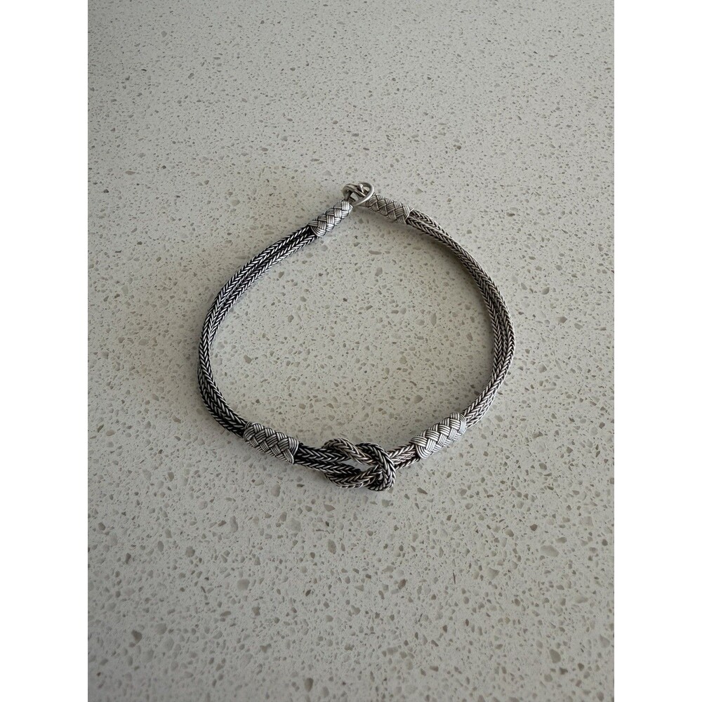 925 Sterling Silver Viking Woven Knot Bracelet Norse Celtic Braided Arm Ring